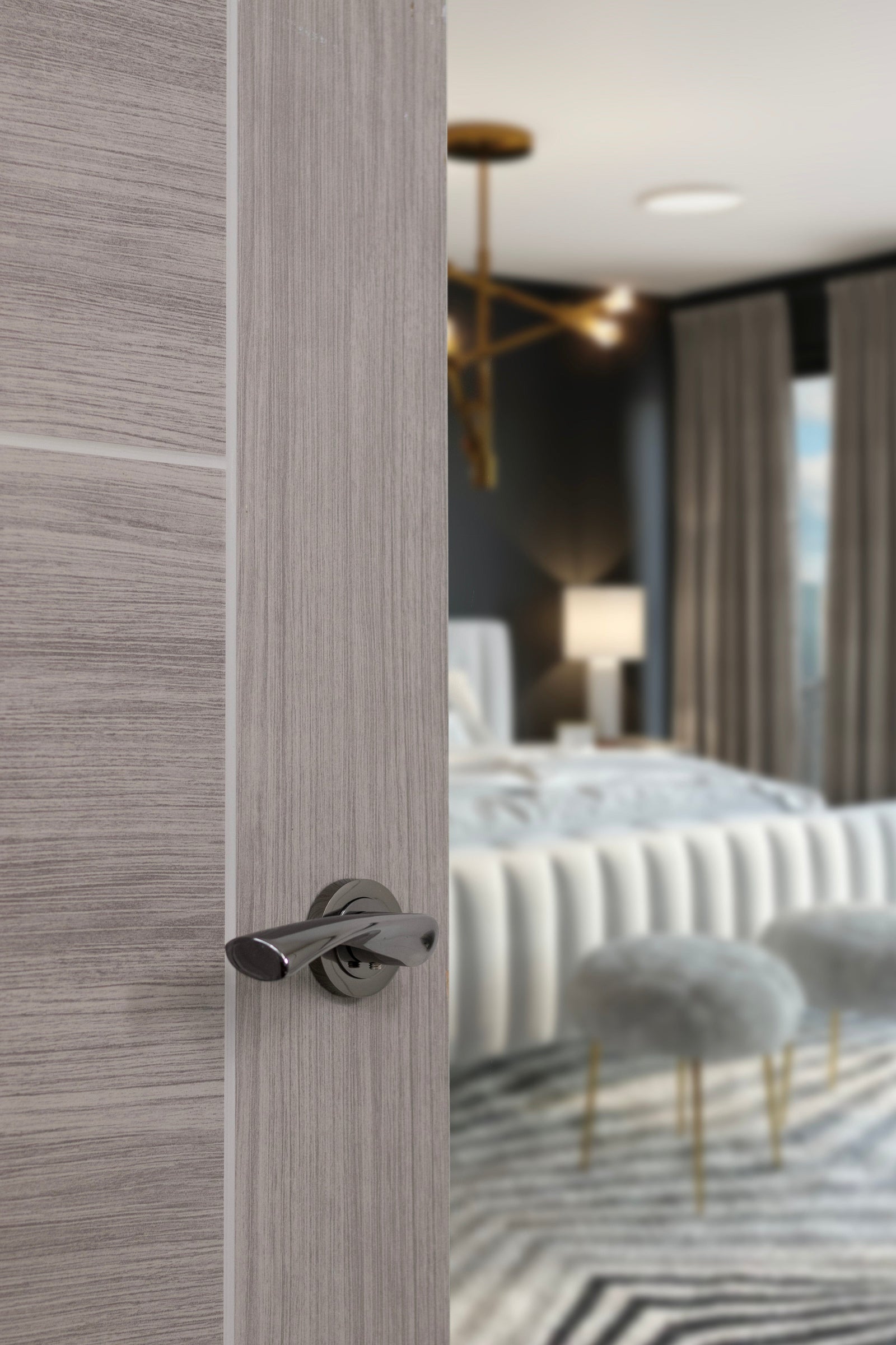 Status Colorado Lever Round Rose in Black Nickel Lever on Round Rose Atlantic 