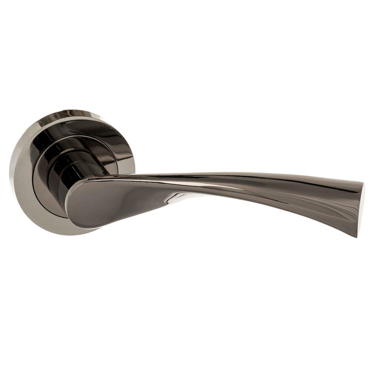 Status Colorado Lever Round Rose in Black Nickel Lever on Round Rose Atlantic 