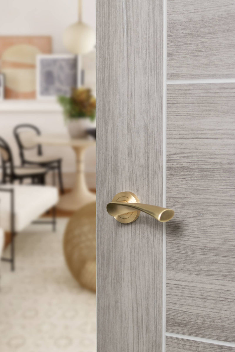 STATUS Colorado Lever Door Handle on Round Rose