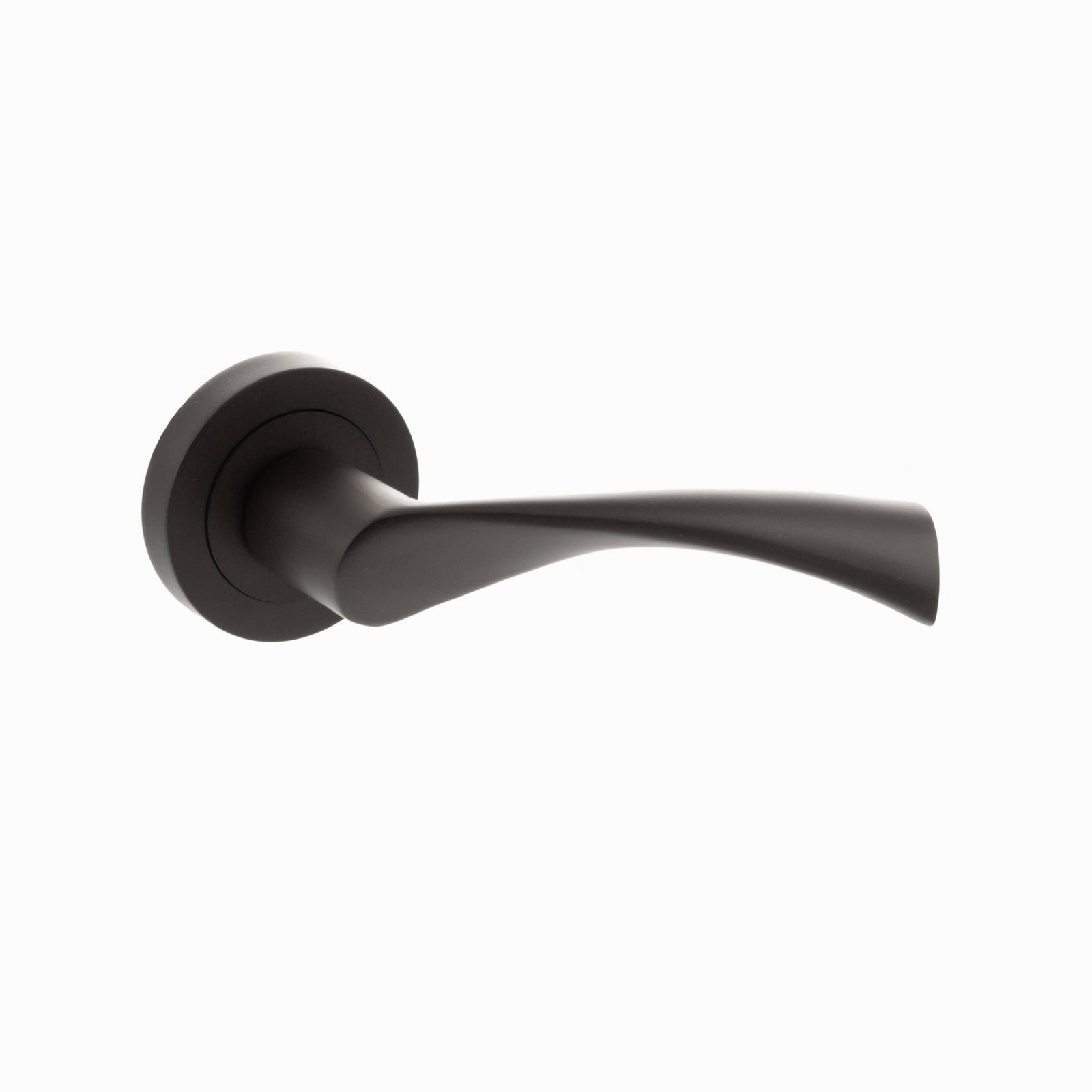 STATUS Colorado Lever Door Handle on Round Rose in Urban Dark Bronze Lever Door Handle Atlantic 