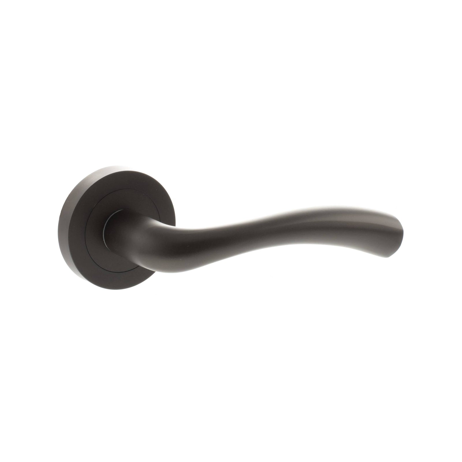 STATUS Texas Lever Door Handle on Round Rose in Urban Dark Bronze Lever Door Handle Atlantic 