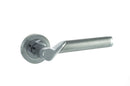 Status Hawaii Lever Round Rose in Satin Chrome/Polished Chrome Lever on Round Rose Atlantic 
