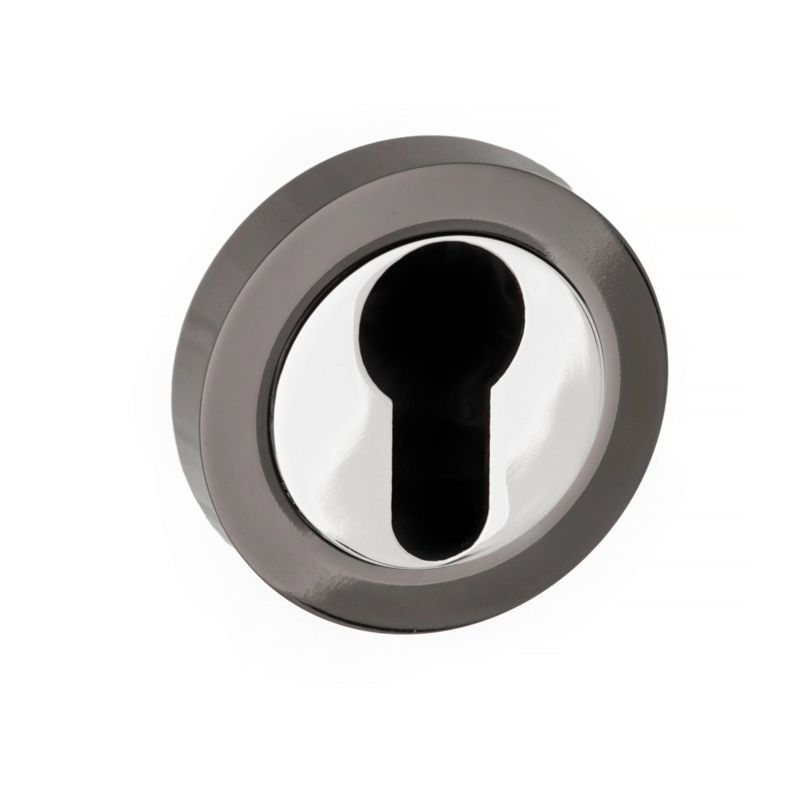 Status Euro Escutcheon Round Rose in Black Nickel/Polished Chrome Escutcheon Atlantic 