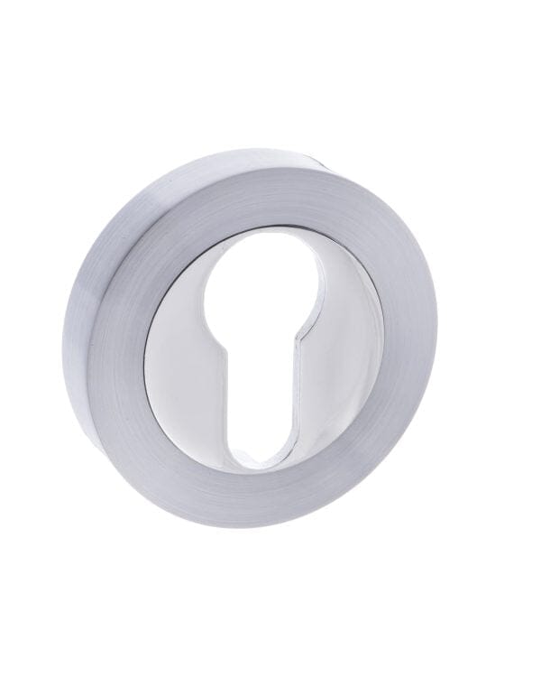 Mediterranean Euro Escutcheon Round Rose Escutcheon Atlantic Pair Satin Chrome/Polished Chrome 