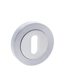 Mediterranean Key Escutcheon Round Rose Escutcheon Atlantic Pair Satin Chrome/Polished Chrome 