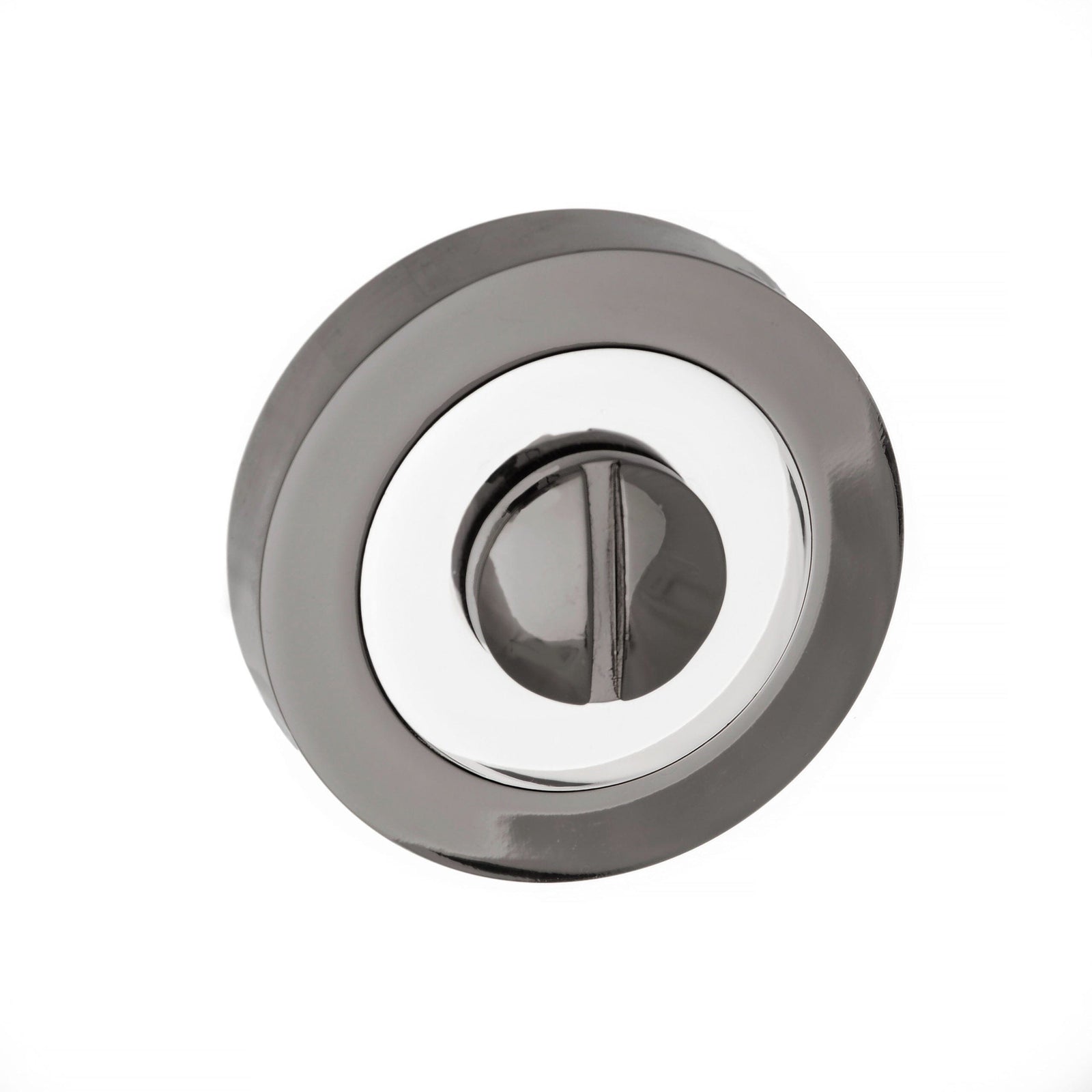Status WC Turn and Release Round Rose in Black Nickel/Polished Chrome Bathroom Lock Atlantic 