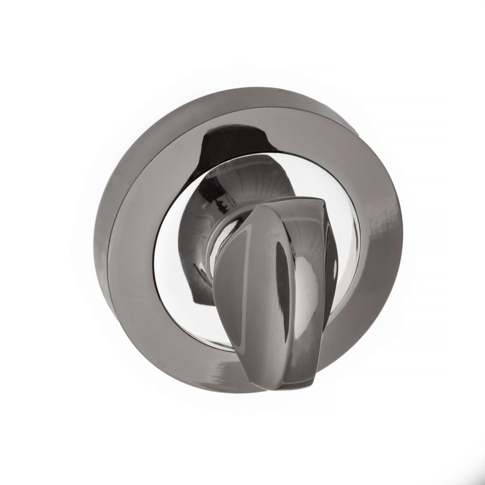 Status WC Turn and Release Round Rose in Black Nickel/Polished Chrome Bathroom Lock Atlantic 