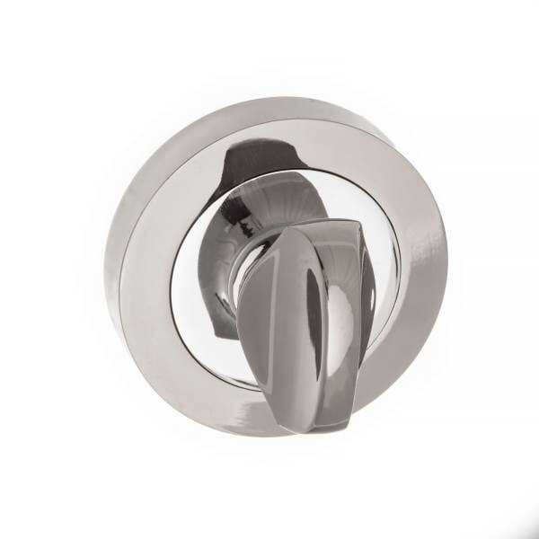 Mediterranean WC Turn and Release Round Rose Bathroom Lock Atlantic Each Satin Chrome/Polished Chrome 