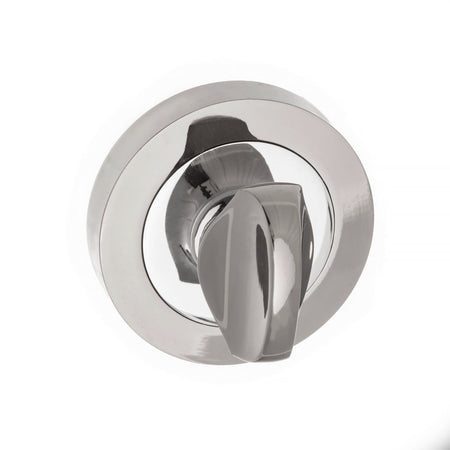 Status WC Turn and Release Round Rose in Satin Chrome/Polished Chrome Bathroom Lock Atlantic 