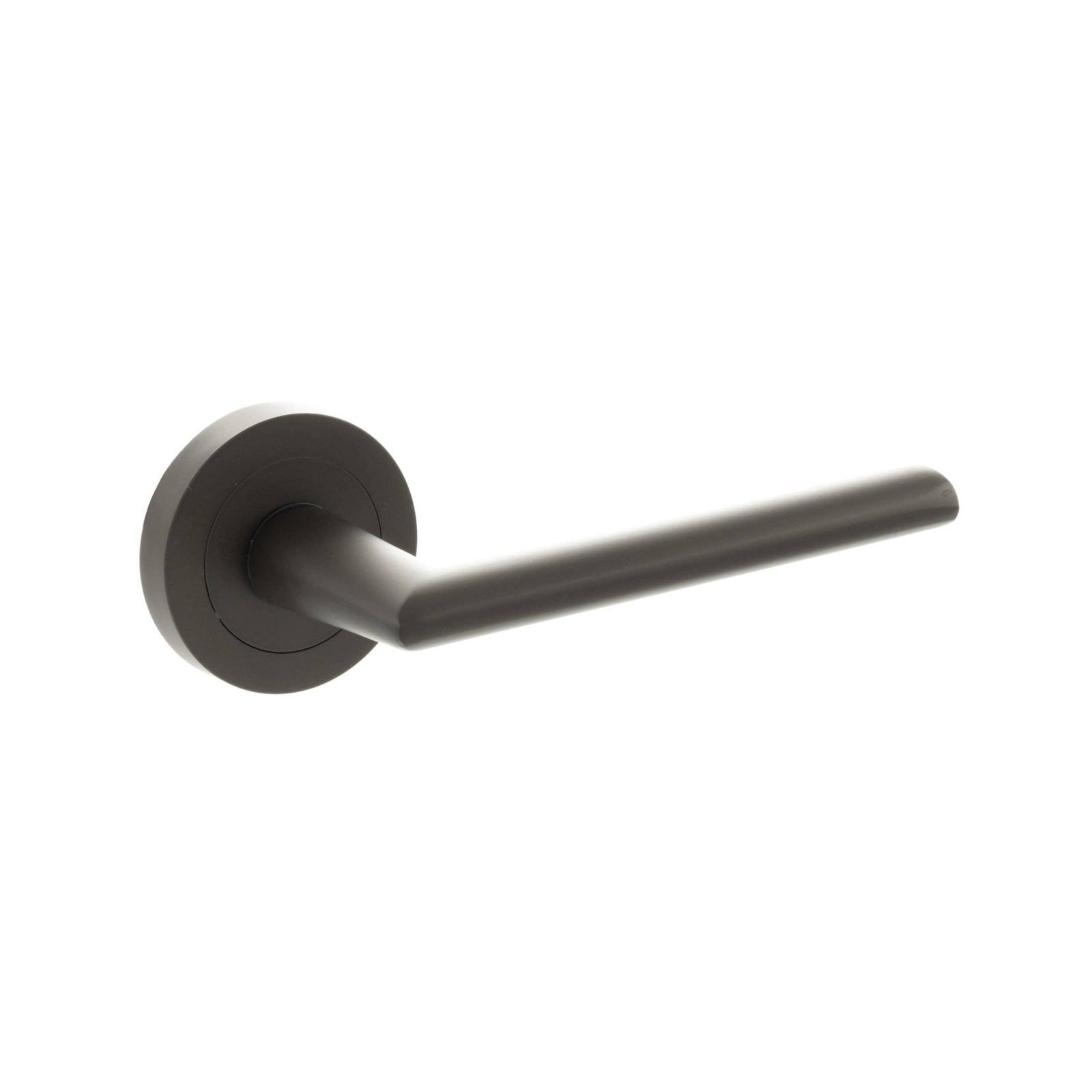 STATUS Alabama Lever Door Handle on Round Rose in Urban Dark Bronze Lever Door Handle Atlantic 