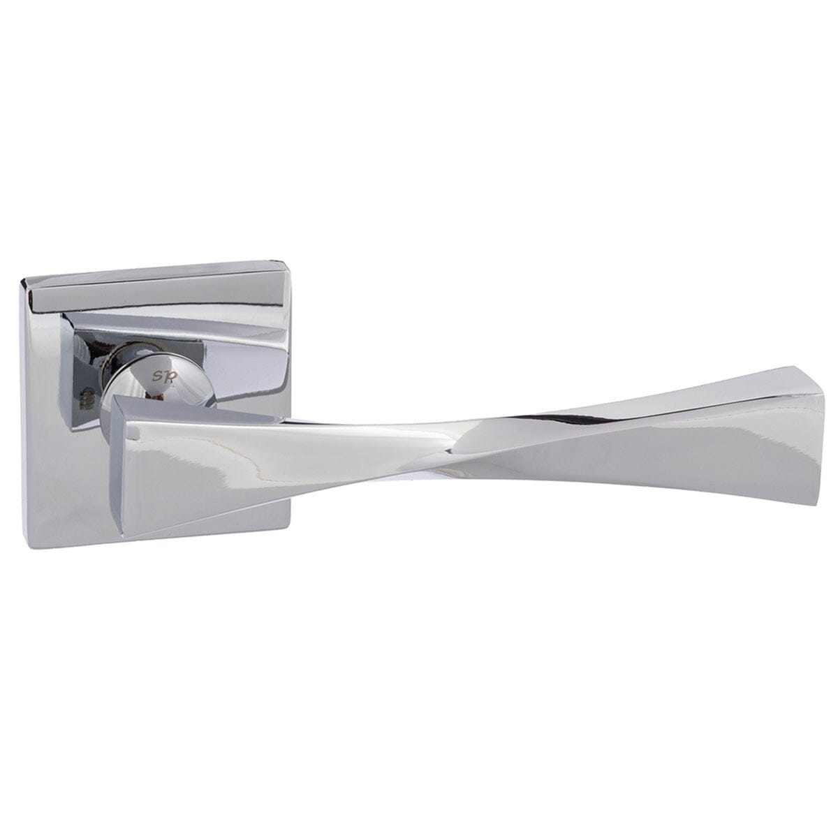 Senza Pari Guido Designer Lever Flush Square Rose in Polished Chrome Designer Lever Handle Atlantic 