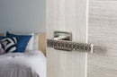 Senza Pari Bianca Designer Lever Square Rose in Satin Nickel Designer Lever Handle Atlantic 