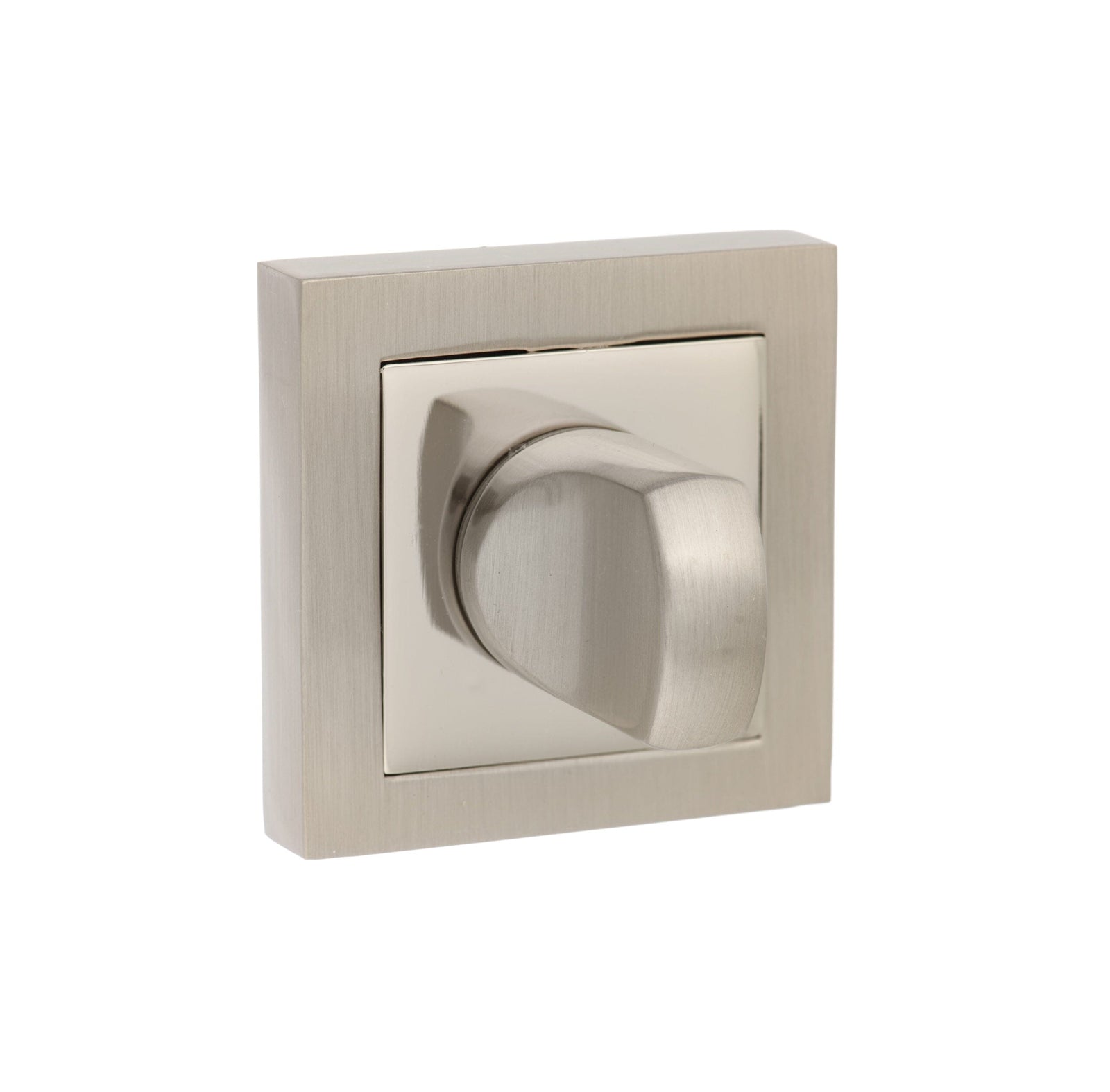 Senza Pari WC Turn and Release Square Rose Bathroom Lock Atlantic Each Satin Nickel/Polished Nickel 