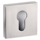 Senza Pari Euro Escutcheon Flush Square Rose Escutcheon Atlantic Pair Satin Nickel 