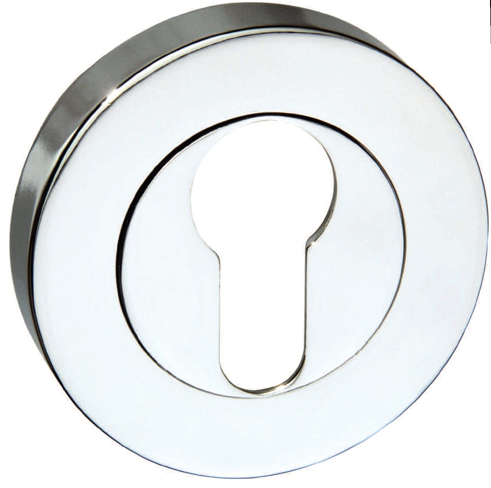 Senza Pari Euro Escutcheon Round Rose in Polished Chrome Escutcheon Atlantic 