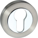 Senza Pari Euro Escutcheon Round Rose Escutcheon Atlantic Pair Satin Nickel/Polished Chrome 
