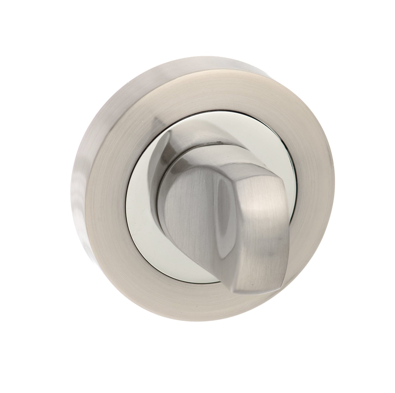 Senza Pari WC Turn and Release Round Rose Bathroom Lock Atlantic Each Satin Nickel/Chome Plate 