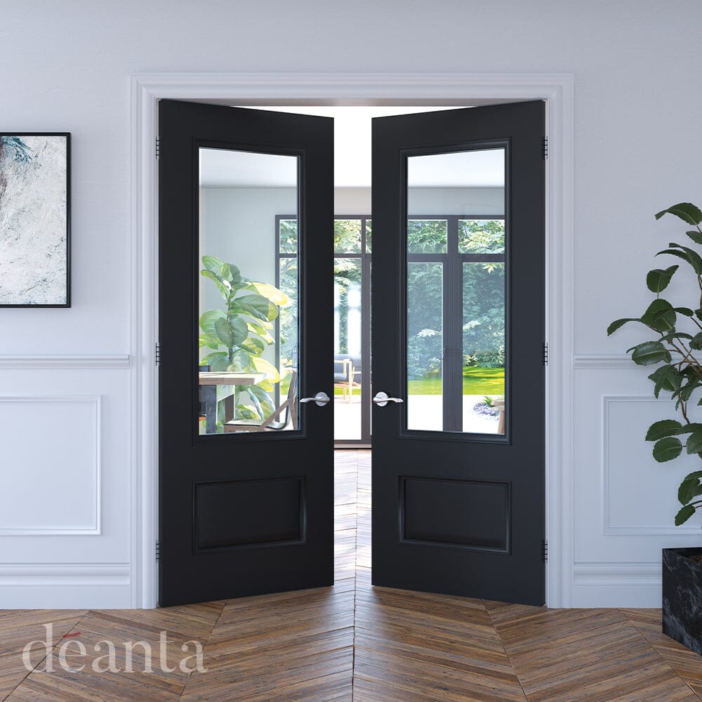 Sandringham Black Finish Bevelled Glazed Internal Door Internal Door Deanta 