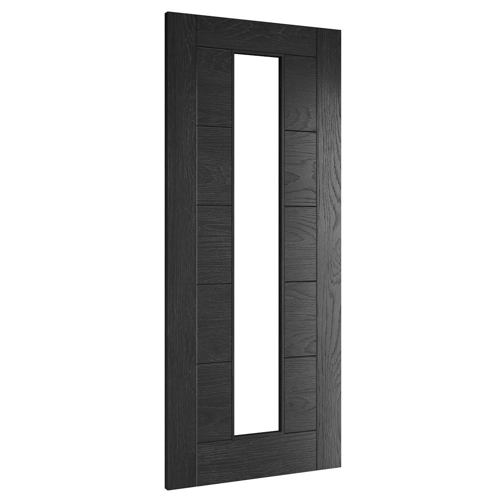 Seville Brushed Black Oak Glazed 1L FSC Internal Door Internal Door Deanta 