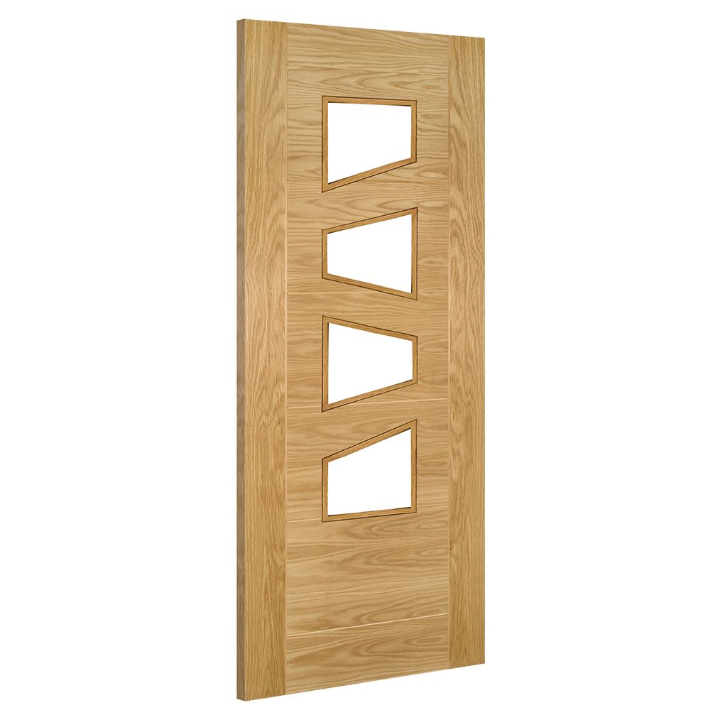 Seville Prefinished Oak Glazed (4L Slanted) Internal Door Internal Door Deanta 