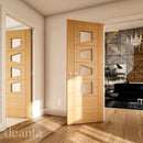 Seville Prefinished Oak Glazed (4L Slanted) Internal Door Internal Door Deanta 