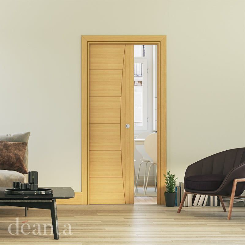 Single Pocket Door Kit inc Handle & Doorjamb 125mm Pocket Door Kit