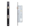 Slim Line Narrow Sash Lock Square, Striking Plate & Fixing Screw Black Steel Hardware Deanta 
