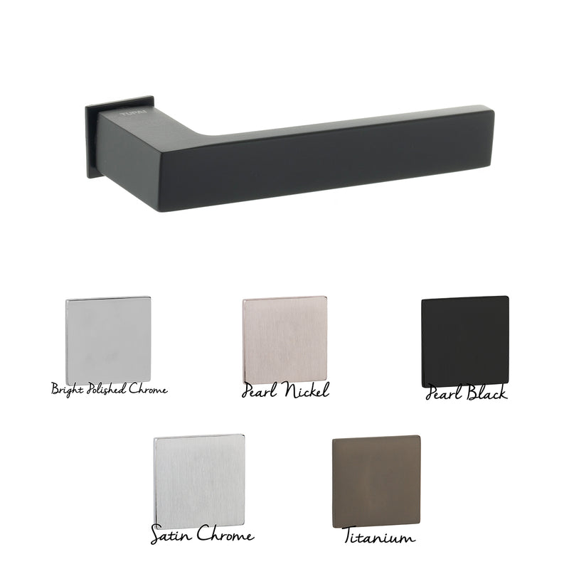 Tupai Rapido RetaLine Rillo Lever Door Handle on Concealed Square Rose in Pearl Black