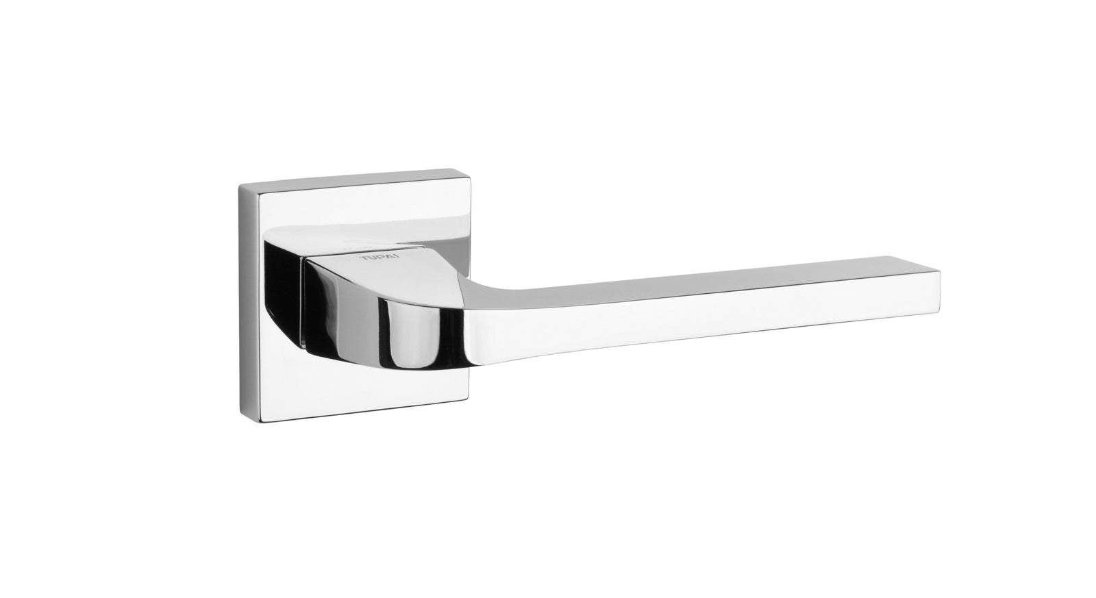 Tupai Rapido CurvaLine Valbona Designer Lever Square Rose in Bright Polished Chrome Designer Lever Handle Atlantic 