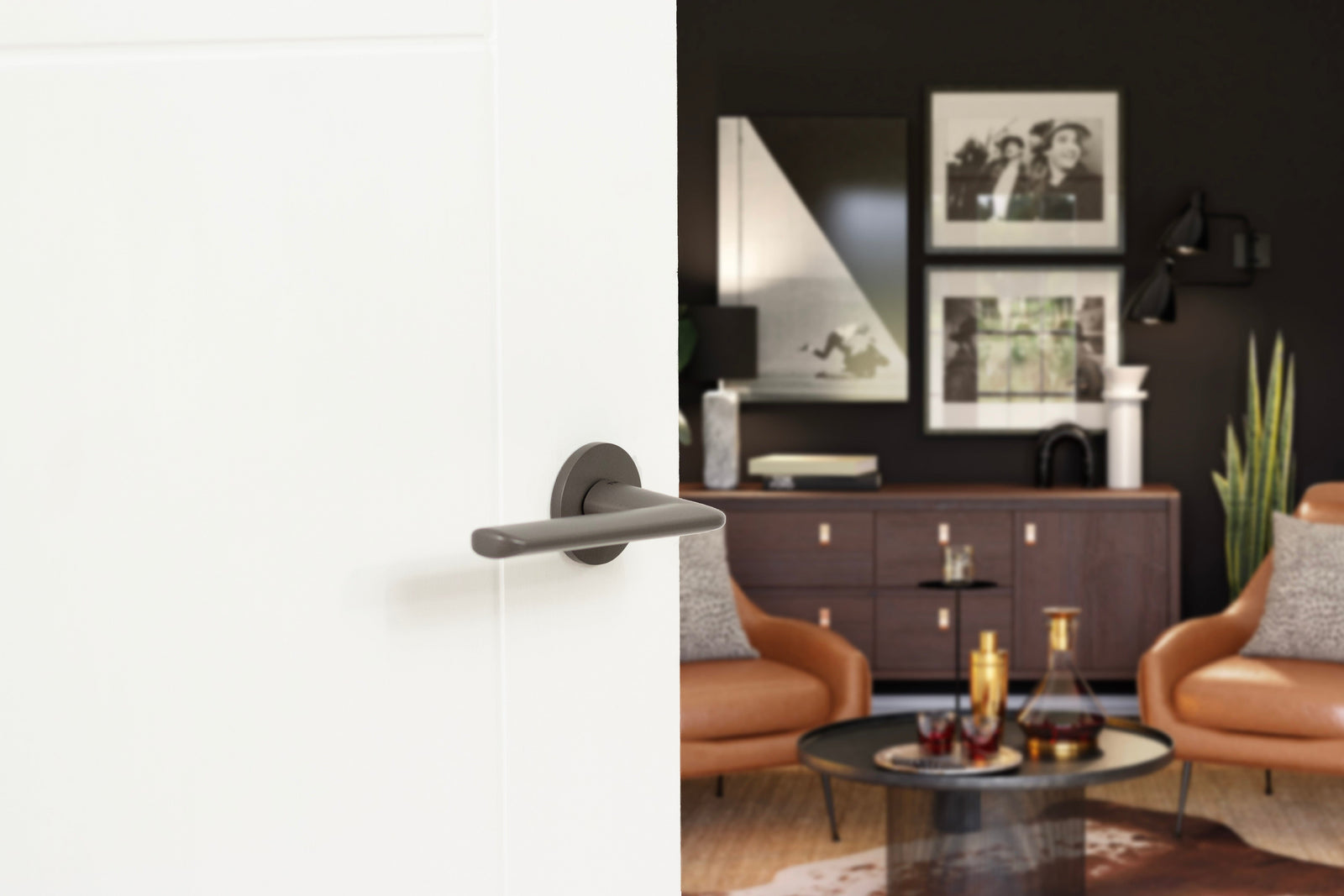 Tupai Rapido 5S Line Tavira Designer Lever 5mm Slimline Round Rose (Latch & Hinges Included) Designer Lever Handle Atlantic 