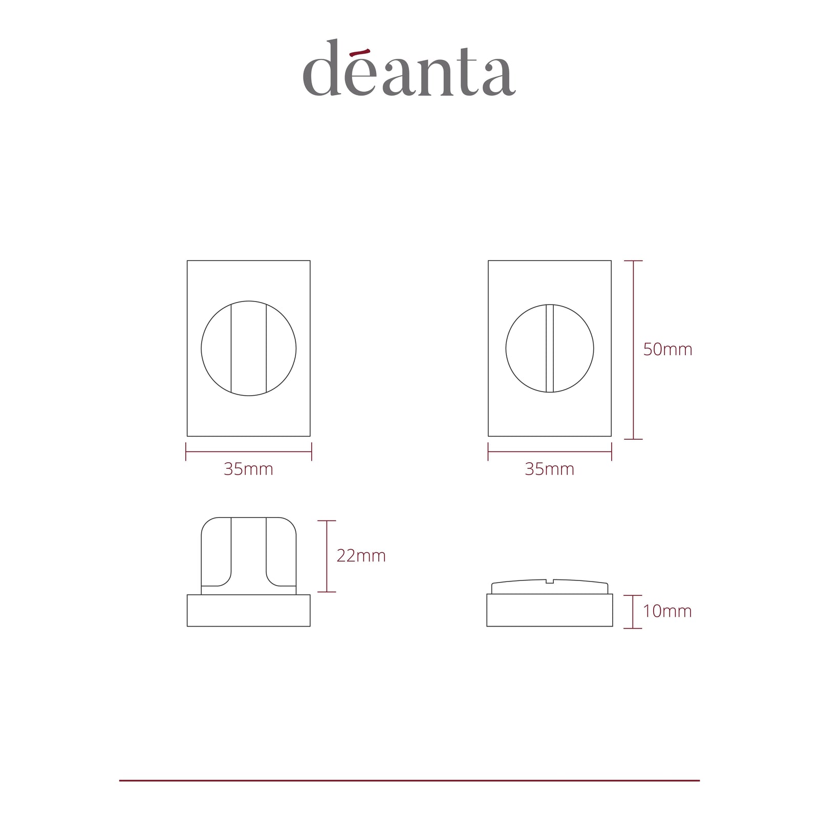 Thumb-Turn Lock Rectangle Matt Black Finish Hardware Deanta 