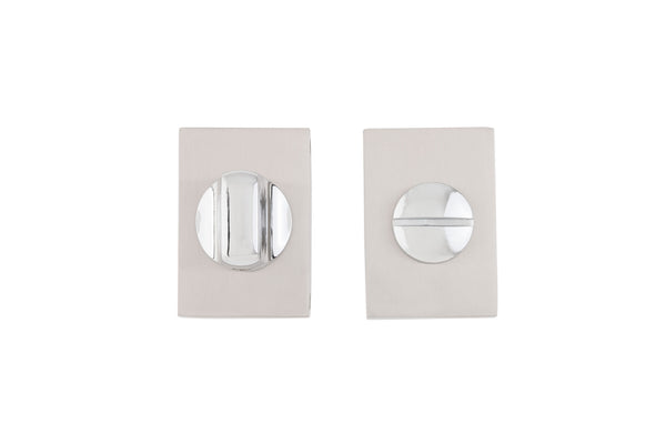 Thumb-Turn Lock Rectangle Satin Nickel & Chrome Polish Finish Hardware Deanta 