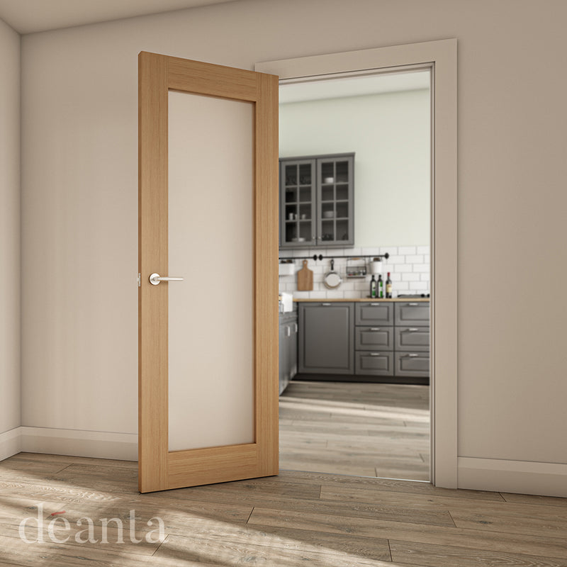 Walden Unfinished Oak Frosted Glazed Internal Door