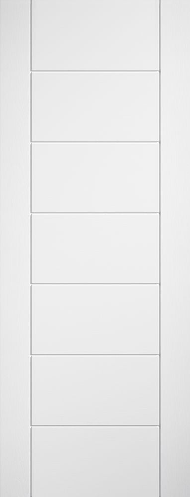 White Laminate Linear 7 Panel Pre-Finished Internal Fire Door FD30 Internal Fire Door LPD Doors 