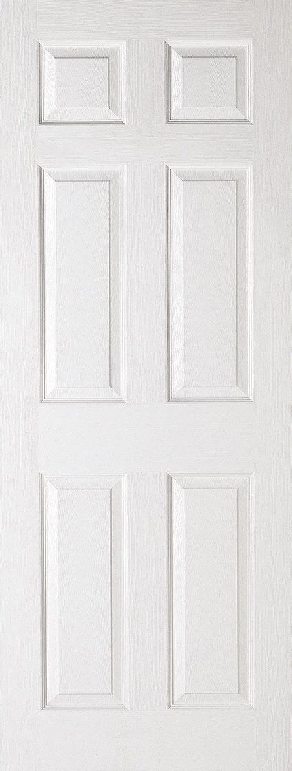 White Moulded Textured 6 Panel Primed Internal Fire Door FD30 Internal Fire Door LPD Doors 