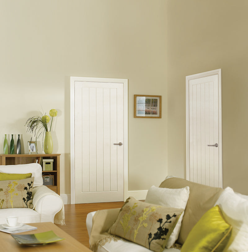 White Moulded Textured Vertical 5 Panel Primed Internal Door