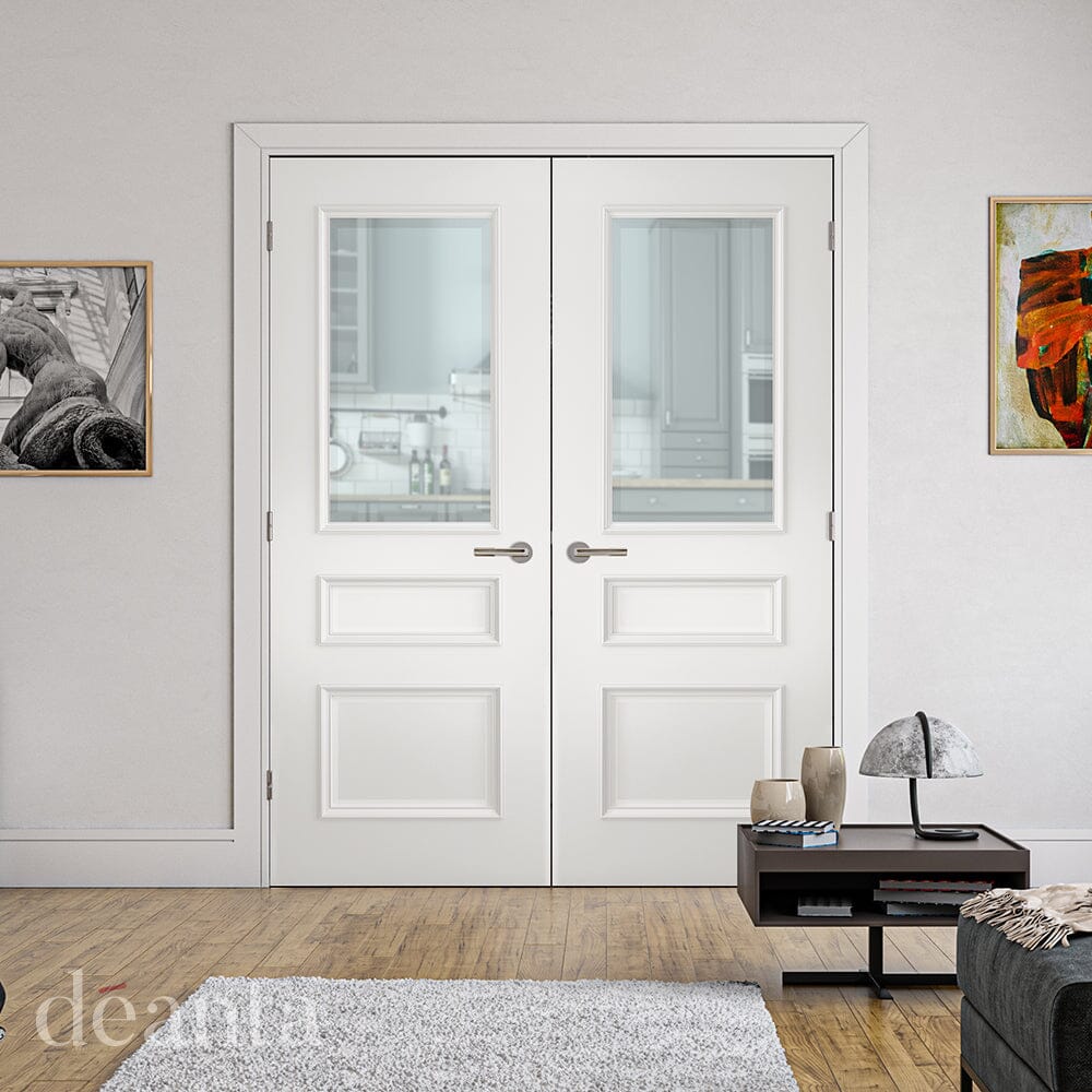 Windsor White Primed Bevelled Glazed Internal Door Internal Door Deanta 