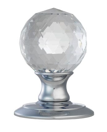 Ice Facetted Crystal Knob Mortice Knob Carlisle Brass Polished Chrome 