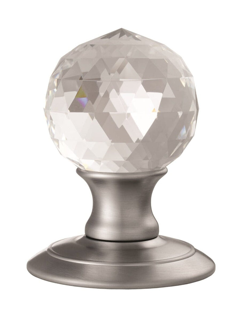 Ice Facetted Crystal Knob Mortice Knob Carlisle Brass Satin Chrome 