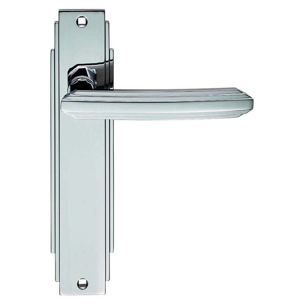 Art Deco Lever on Latch Backplate Lever On Backplate Carlisle Brass Polished Chrome 