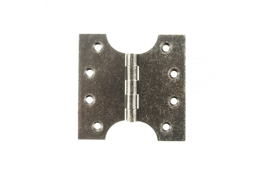 Atlantic (Solid Brass) Parliament Hinges 4" x 2" x 4mm Hinges Atlantic 4" x 2" x 4mm Pair Distressed Silver