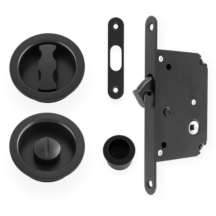 Radius Sliding Door Lock Set Sliding Door Furniture Alexander & Wilks Black 