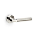 Hurricane Reeded Lever on Round Rose Lever On Rose Alexander & Wilks Polished Nickel PVD 
