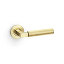 Hurricane Reeded Lever on Round Rose Lever On Rose Alexander & Wilks Satin Brass PVD 