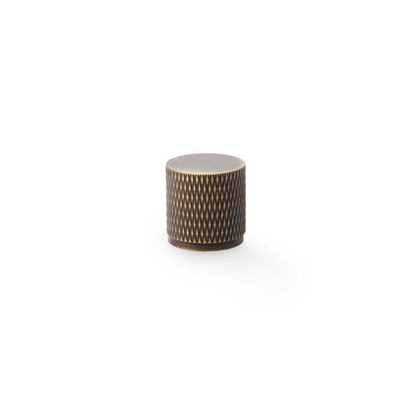 Brunel Knurled Cylinder Cupboard Knob 20mm Cupboard Knob Alexander & Wilks Antique Brass 