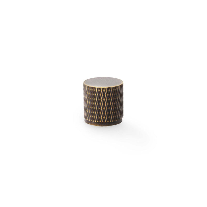 Brunel Knurled Cylinder Cupboard Knob 20mm Cupboard Knob Alexander & Wilks Antique Brass 