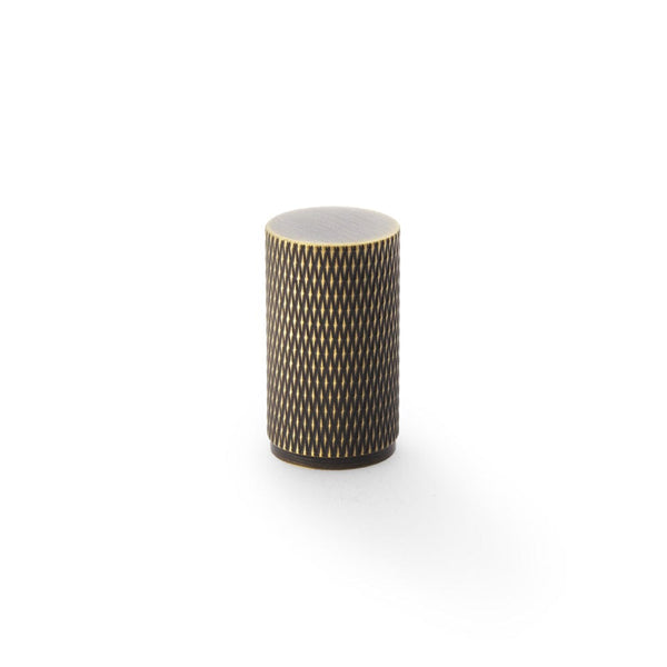 Brunel Knurled Cylinder Cupboard Knob 35mm Cupboard Knob Alexander & Wilks Antique Brass 