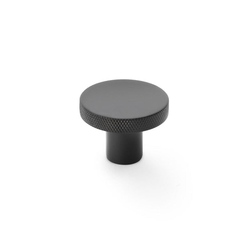 Hanover Knurled Circular Cupboard Knob 38mm Cupboard Knob Alexander & Wilks Black 