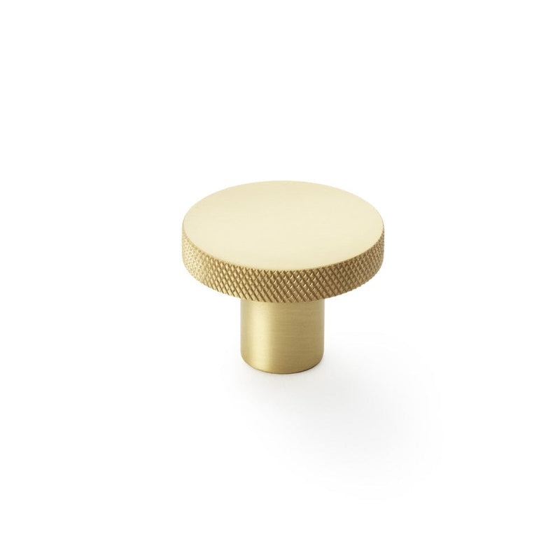 Hanover Knurled Circular Cupboard Knob 38mm Cupboard Knob Alexander & Wilks Satin Brass 