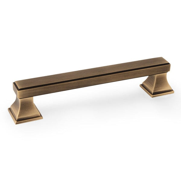 Jesper Square Cupboard Pull Handle -128mm Centres Cupboard Handle Alexander & Wilks Antique Brass 